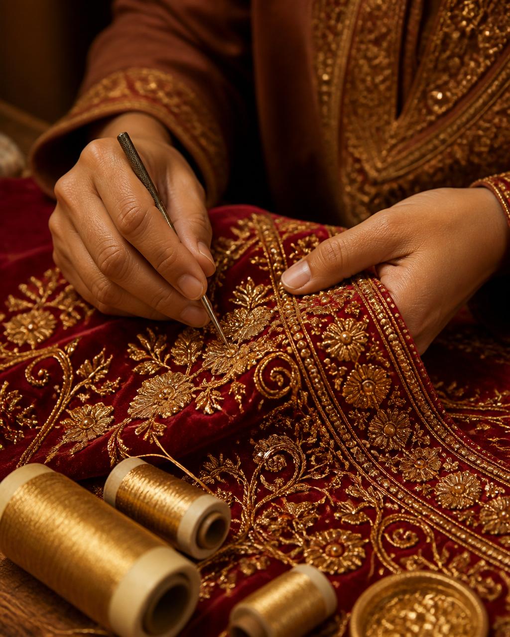 Hand embroidery at Moughal Boutique