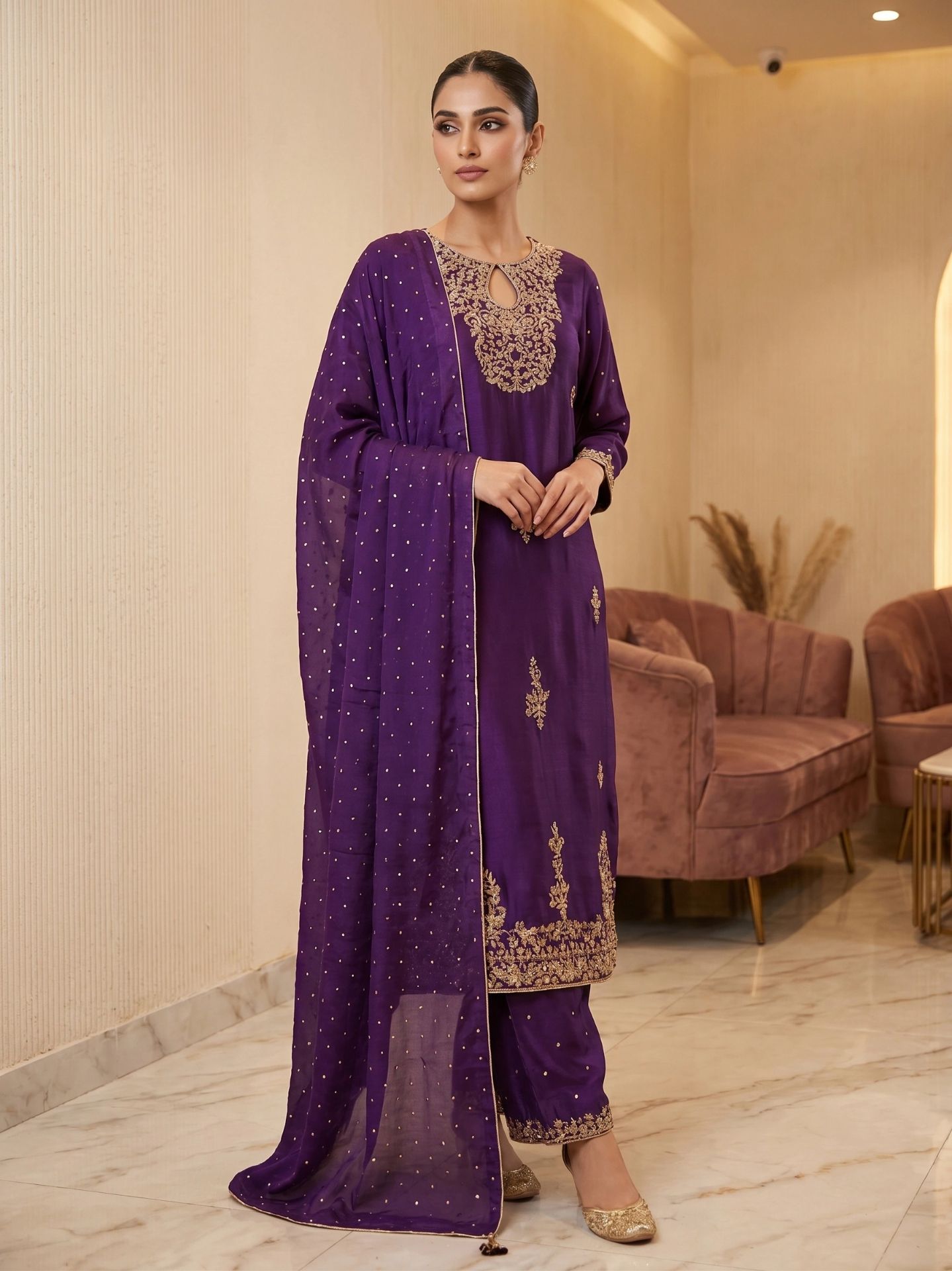 Purple ensemble from Moughal Boutique
